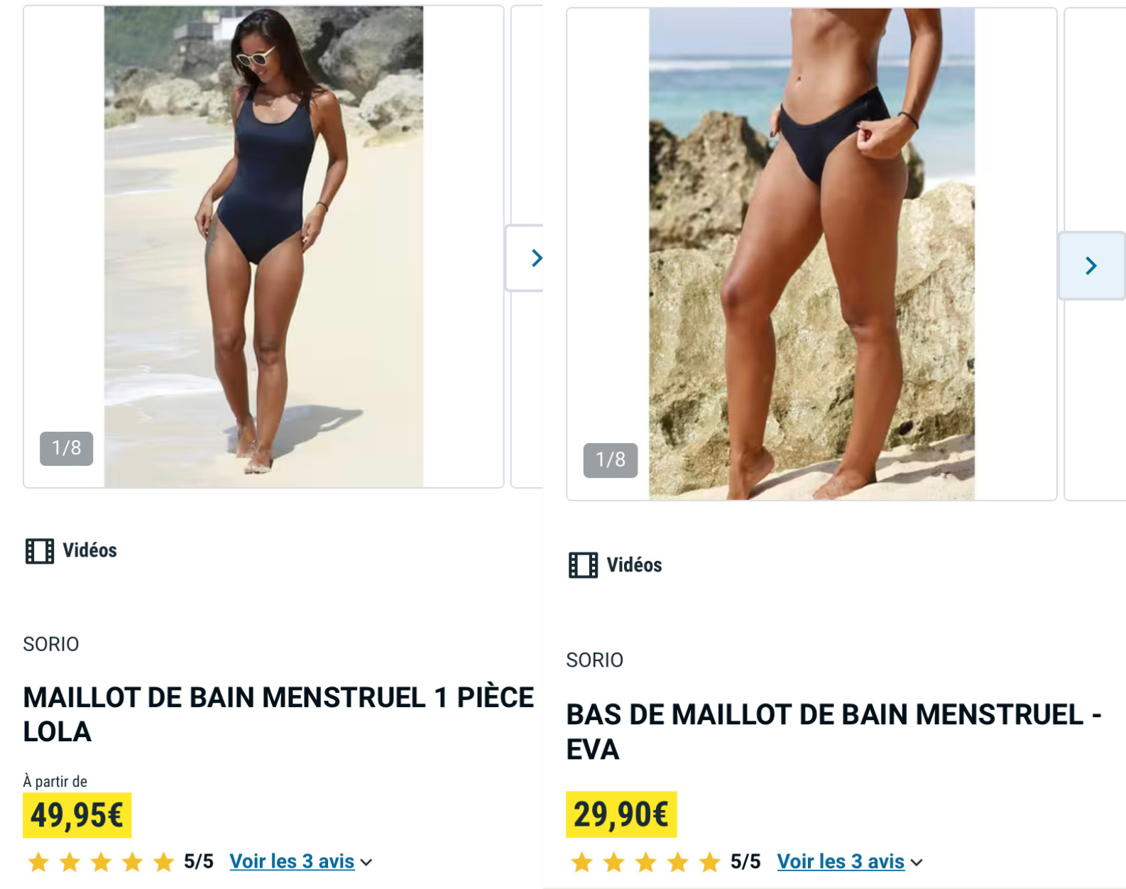 Jupe De Bain Menstruel SORIO Aria – Maillot Absorbant Anti-Fuites Pour Femme & Ado, Flux Moyen, Piscine & Plage Sans Tampon
